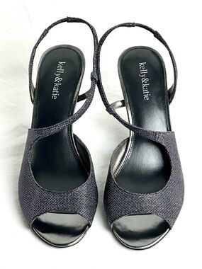 kelly & katie Mandy Open Toe Kitten Heels in Pewter Gray Size 10 In Original Box